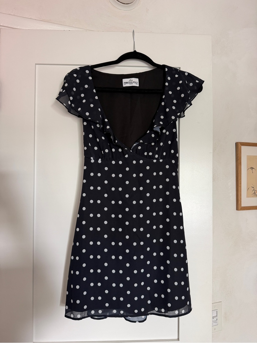Princess Polly Black and White Polka Dot Ruffle Mini Dress